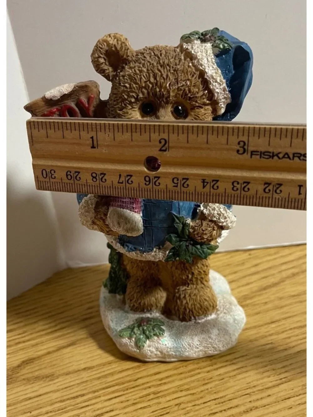 Christmas Bear Figurine Holding Joy Sign 5